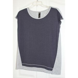 Yogalicious T-Shirt Large Blue Gray Womens Stretch Yoga New